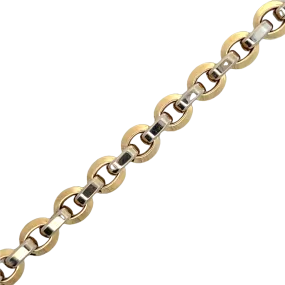 Two-Tone 14 Karat Oval Link Bracelet Estate Jewelry Length 7.25 Gram W
