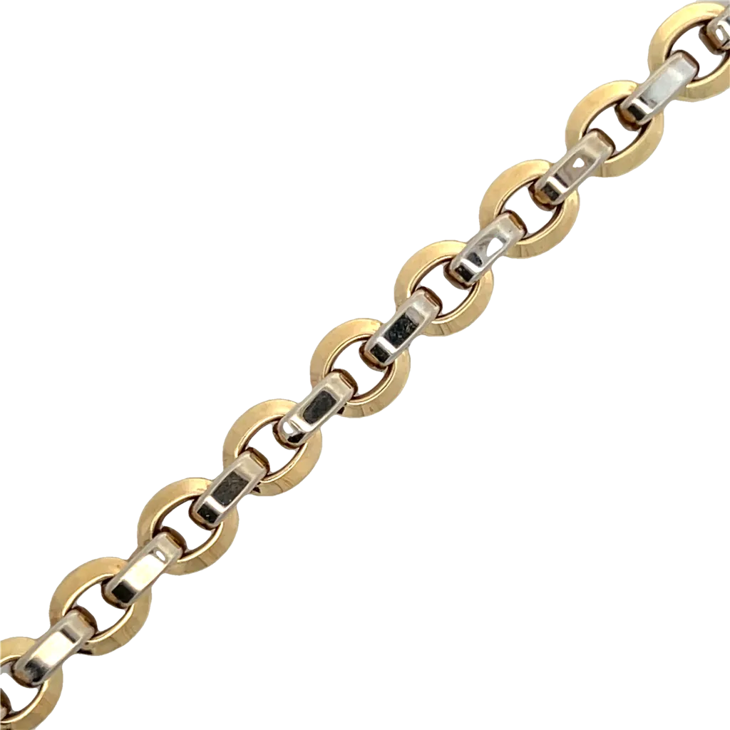 Two-Tone 14 Karat Oval Link Bracelet Estate Jewelry Length 7.25 Gram W