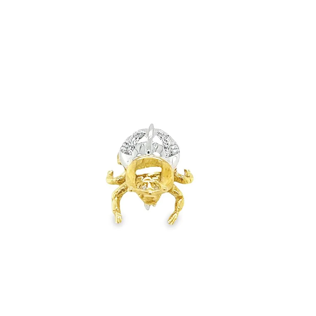 Two-Tone 18 Karat Beetle Brooch Estate Jewelry 10=0.15tw Round Diamonds Gram Weight: 3.5