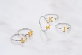 Two Tone W Initial Ring
