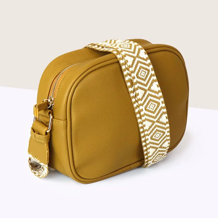 Vegan Leather Camera Bag With Strap | Ochre