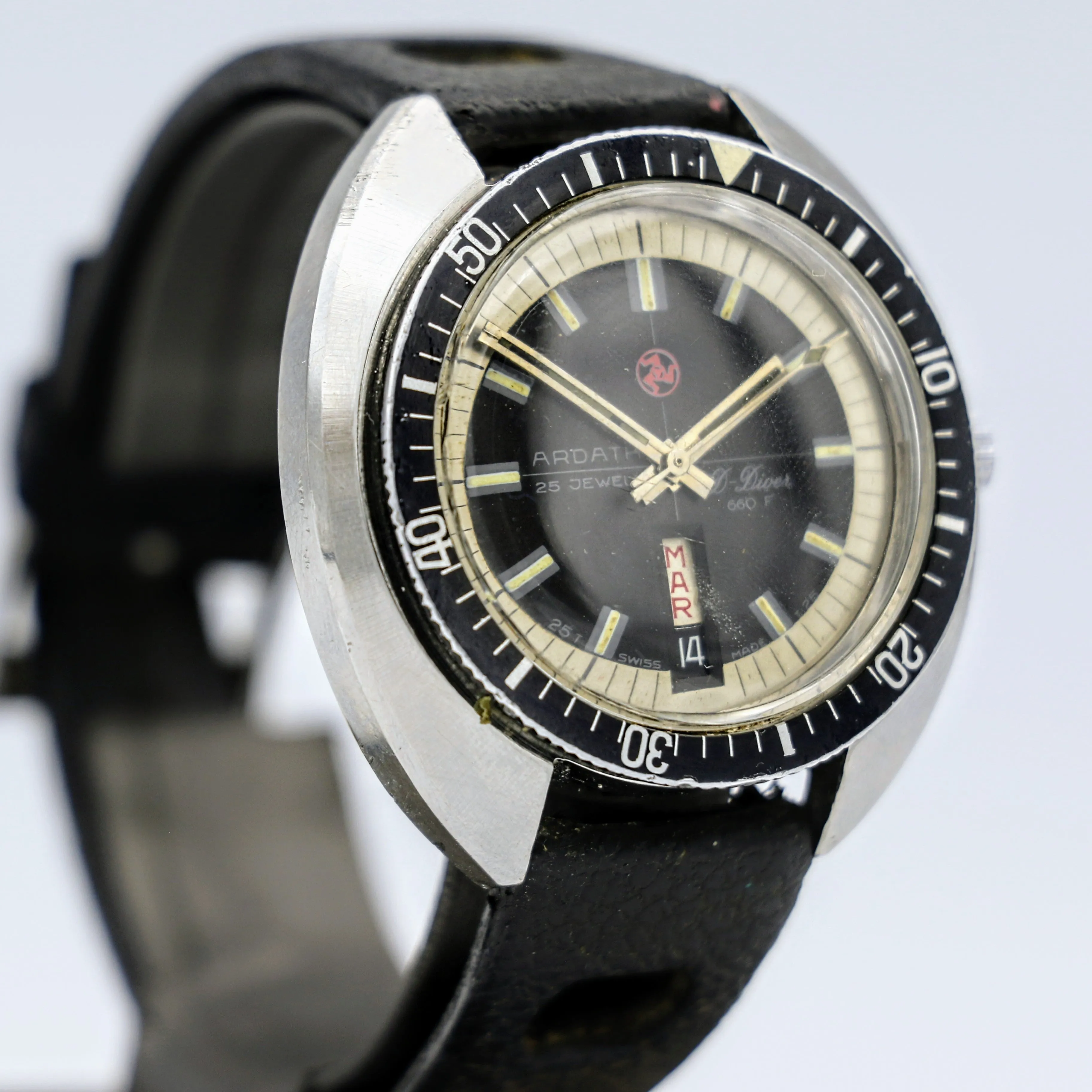 Vintage ARDATH “D Diver” Automatic Watch 25 Jewels Swiss Wristwatch