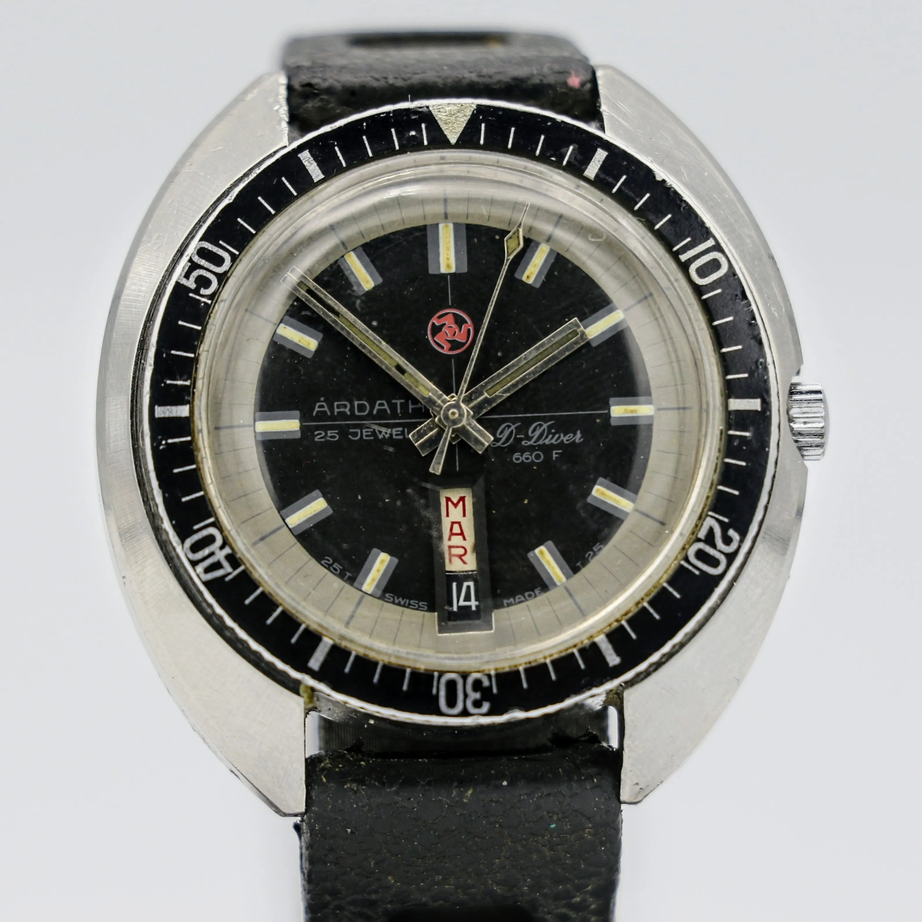 Vintage ARDATH “D Diver” Automatic Watch 25 Jewels Swiss Wristwatch