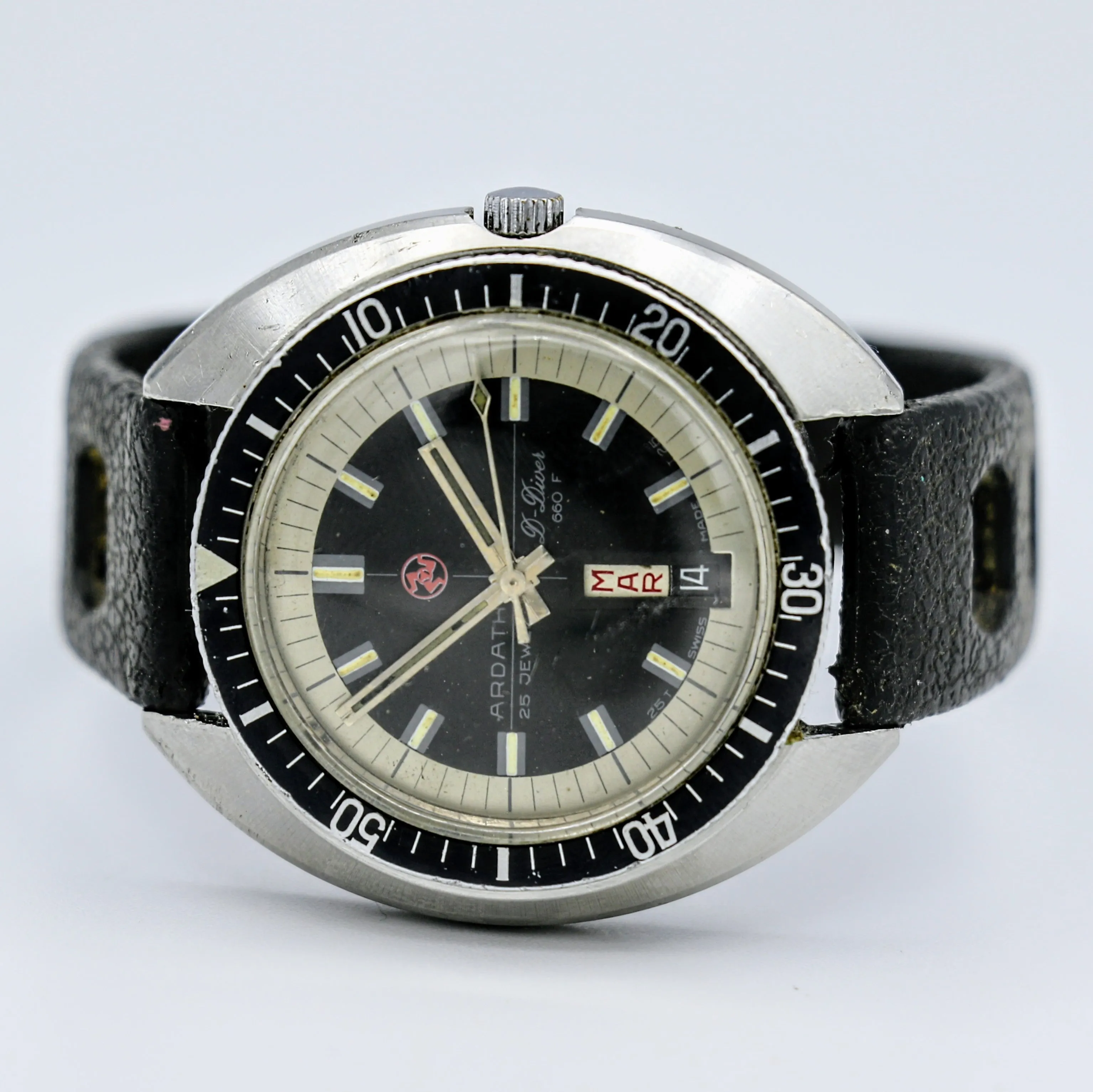 Vintage ARDATH “D Diver” Automatic Watch 25 Jewels Swiss Wristwatch