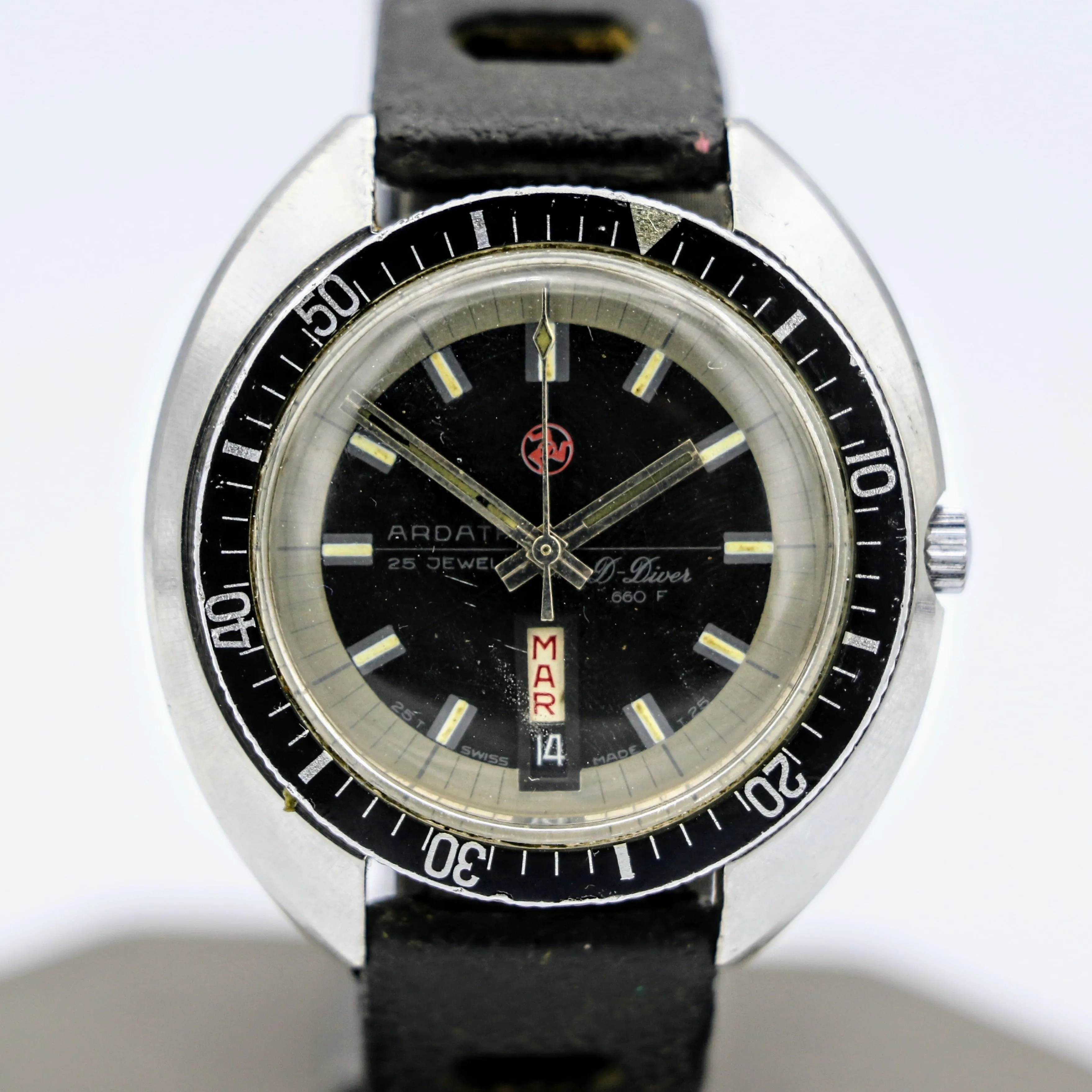 Vintage ARDATH “D Diver” Automatic Watch 25 Jewels Swiss Wristwatch