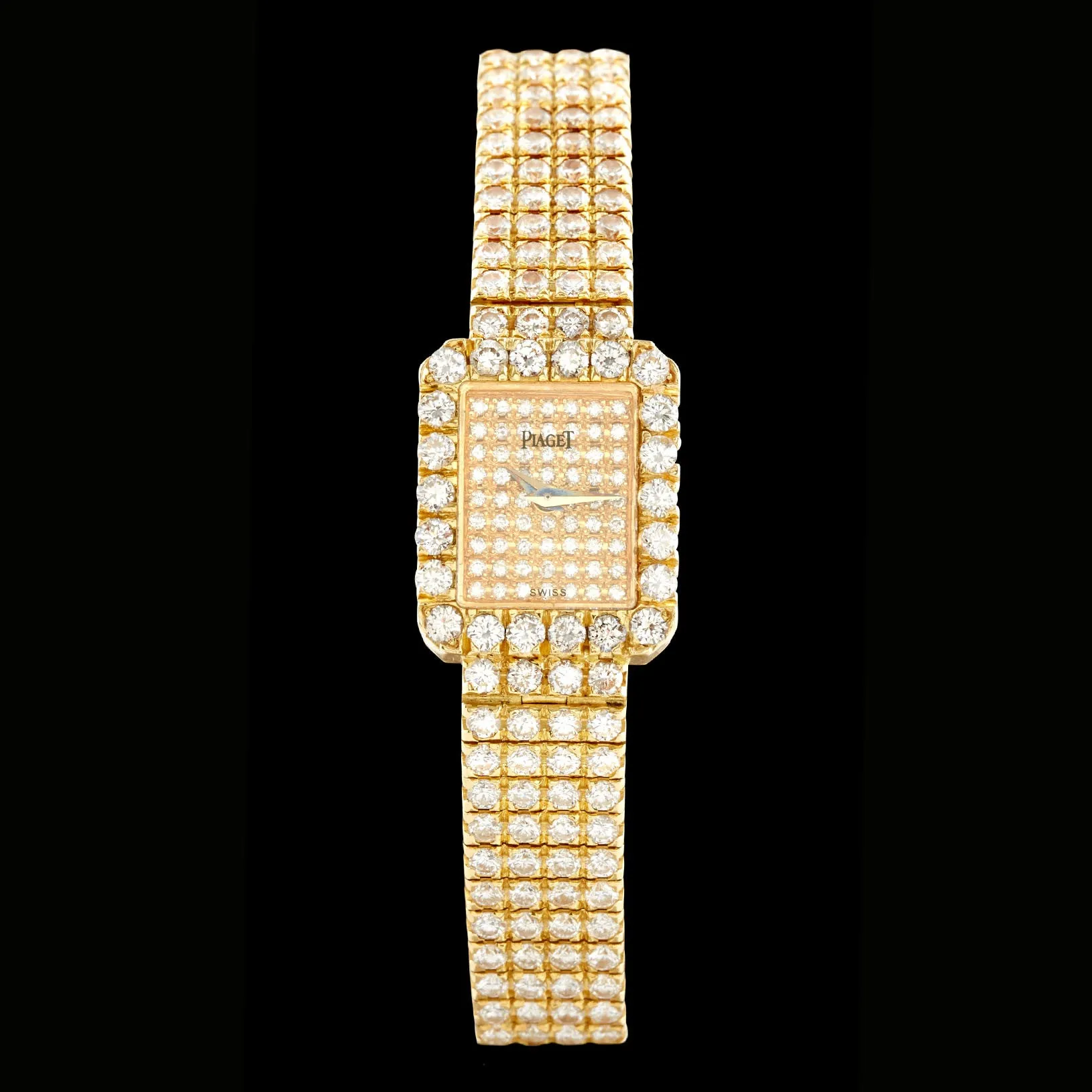 Vintage Piaget Ladies Pavé Diamond Gold Watch
