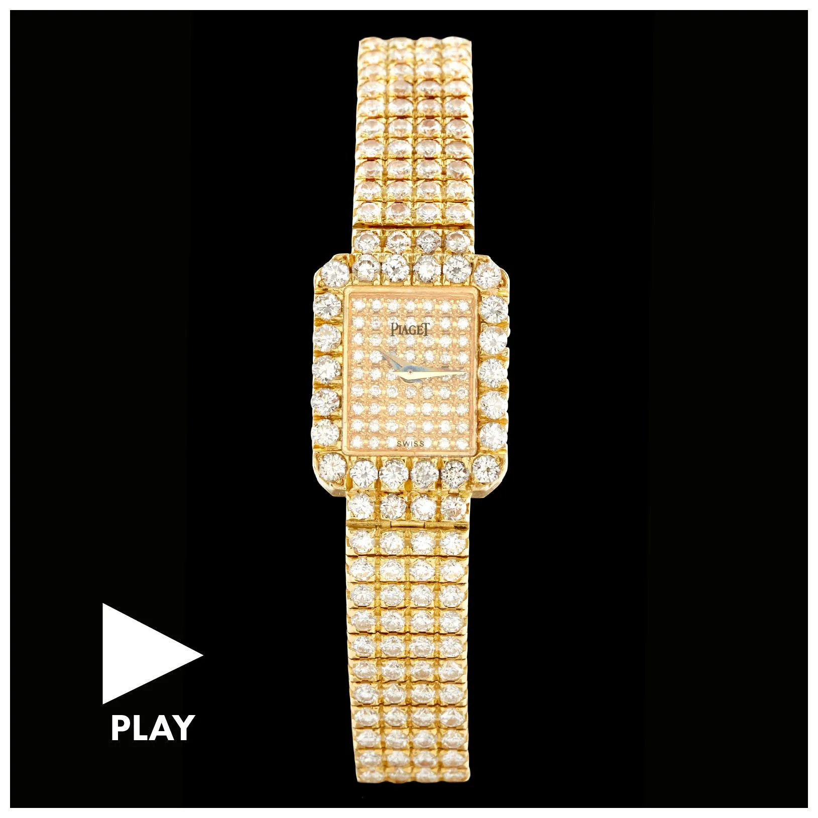 Vintage Piaget Ladies Pavé Diamond Gold Watch