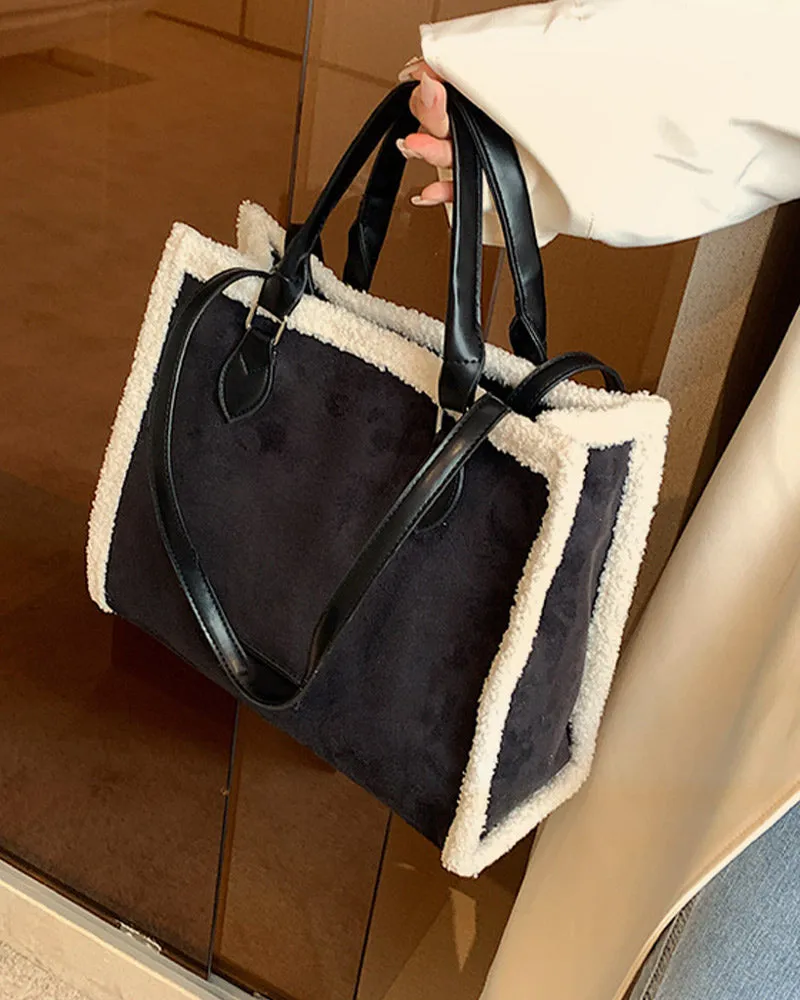 Vintage Shearling Tote Leather Bag