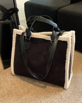 Vintage Shearling Tote Leather Bag