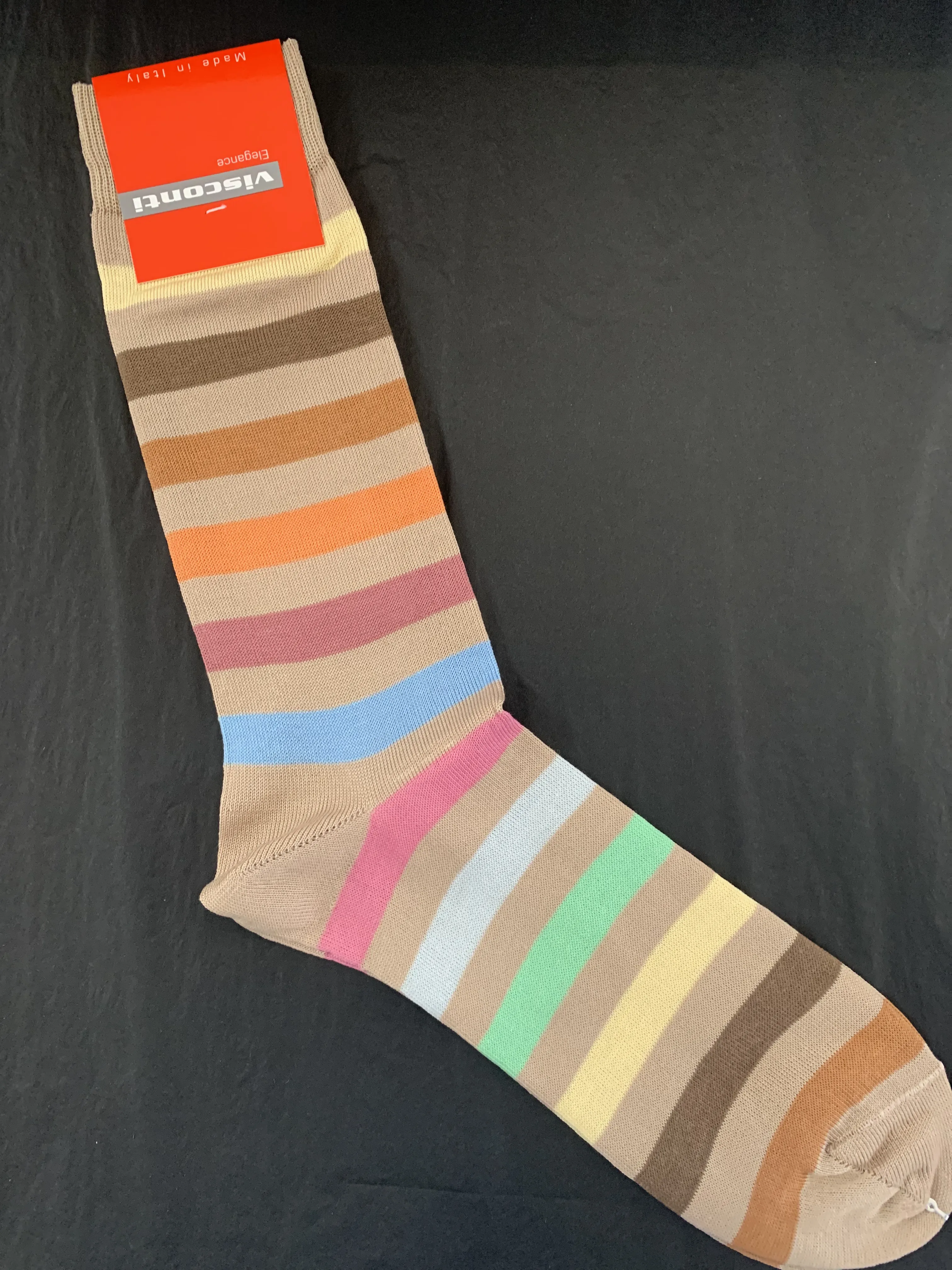 Visconti Block Stripe Cotton Blend Socks