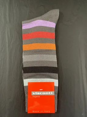 Visconti Block Stripe Cotton Blend Socks