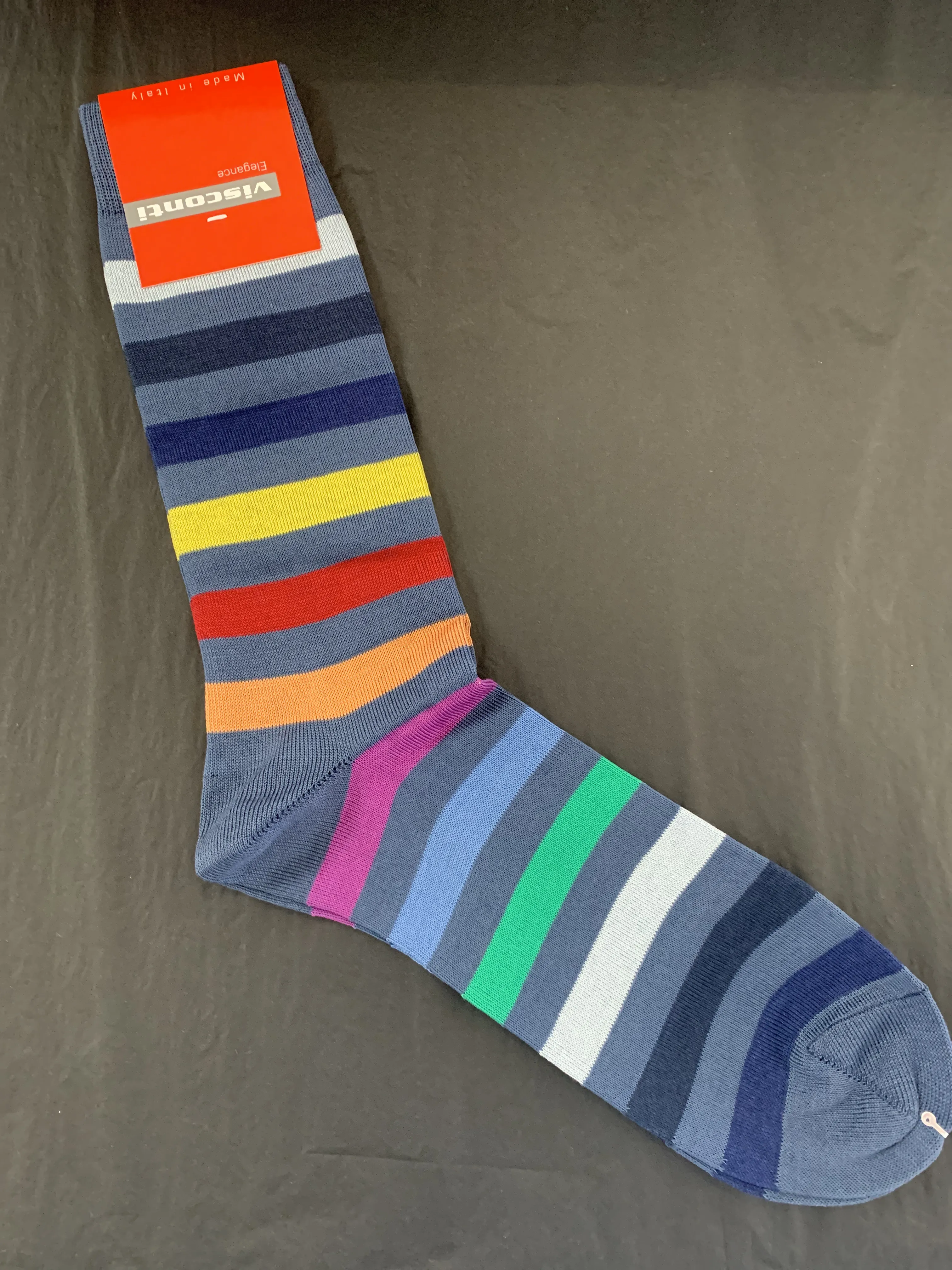 Visconti Block Stripe Cotton Blend Socks