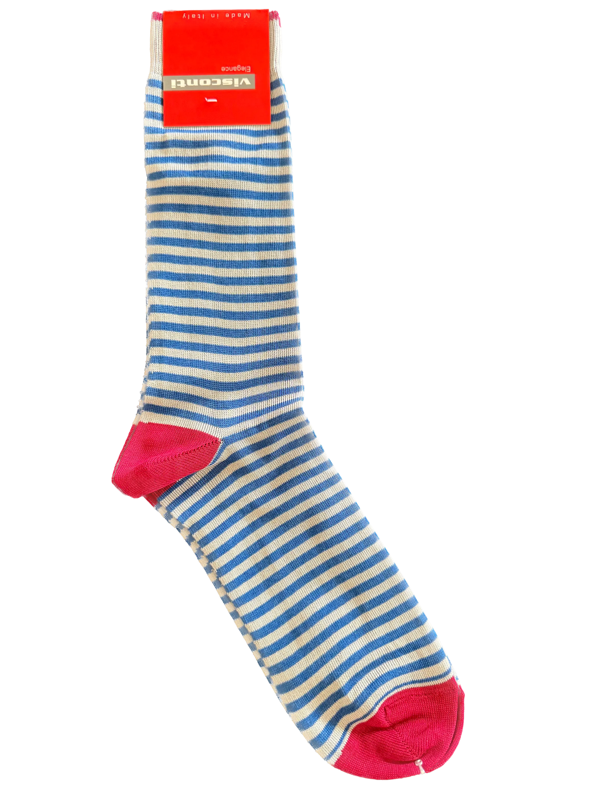 Visconti Mini Stripe Cotton Blend Socks in Granato