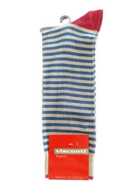 Visconti Mini Stripe Cotton Blend Socks in Granato