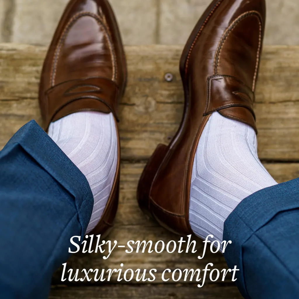 White Cotton Over the Calf Dress Socks
