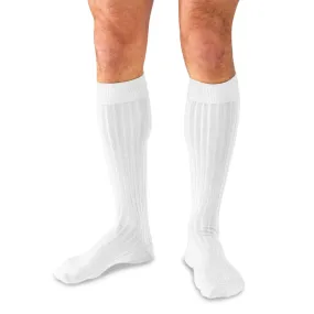 White Cotton Over the Calf Dress Socks