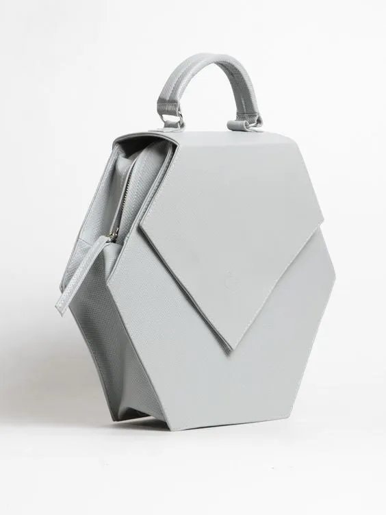 Woman Leather Handbag Lady Anne Diamond Gray