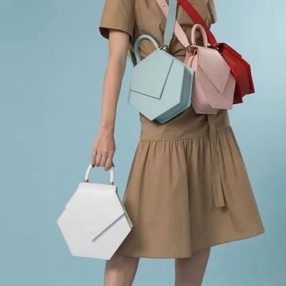 Woman Leather Handbag Lady Anne Diamond Gray