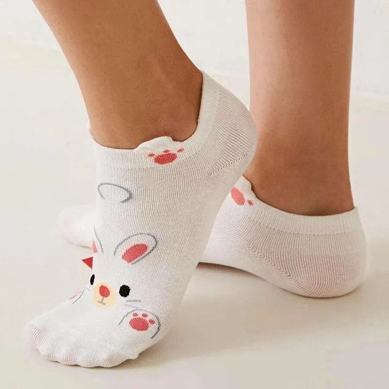 Womens Cartoon Animals Pattern Cute Funny Ankle Socks 4 pairs