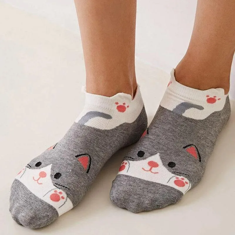 Womens Cartoon Animals Pattern Cute Funny Ankle Socks 4 pairs
