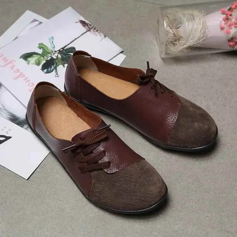Women's Casual Shoes Handmade Leather Flats Loafers S118-2
