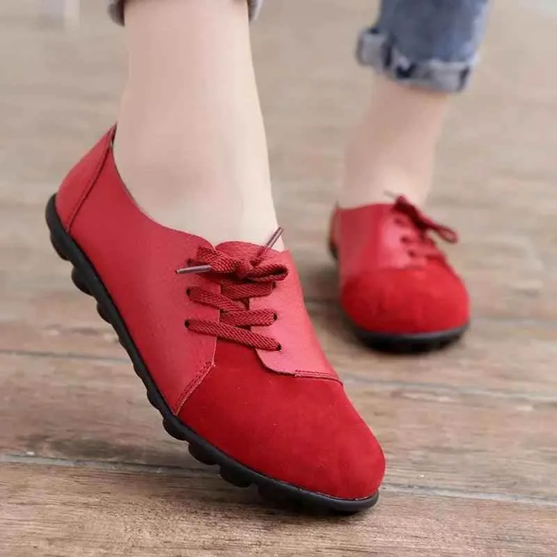 Women's Casual Shoes Handmade Leather Flats Loafers S118-2