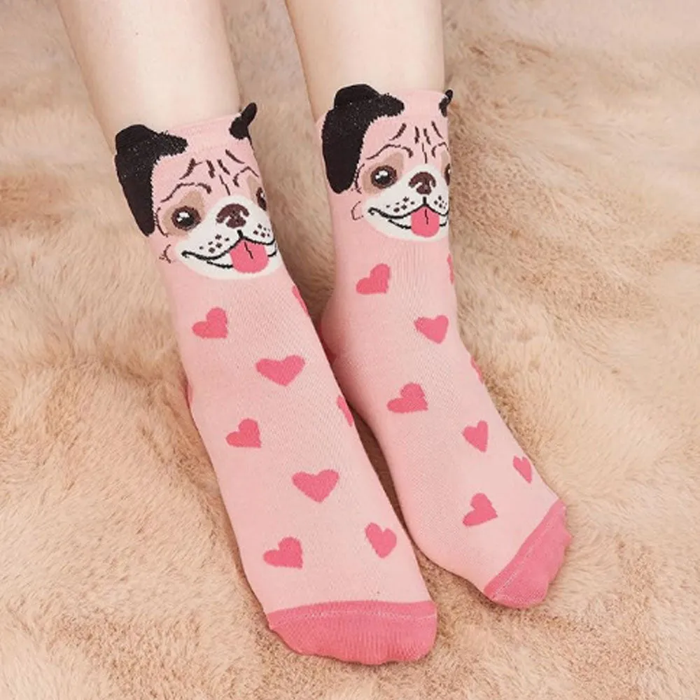 Women's Dog Socks Gifts Cute Animal Socks Gifts for Women 5pairs Pug