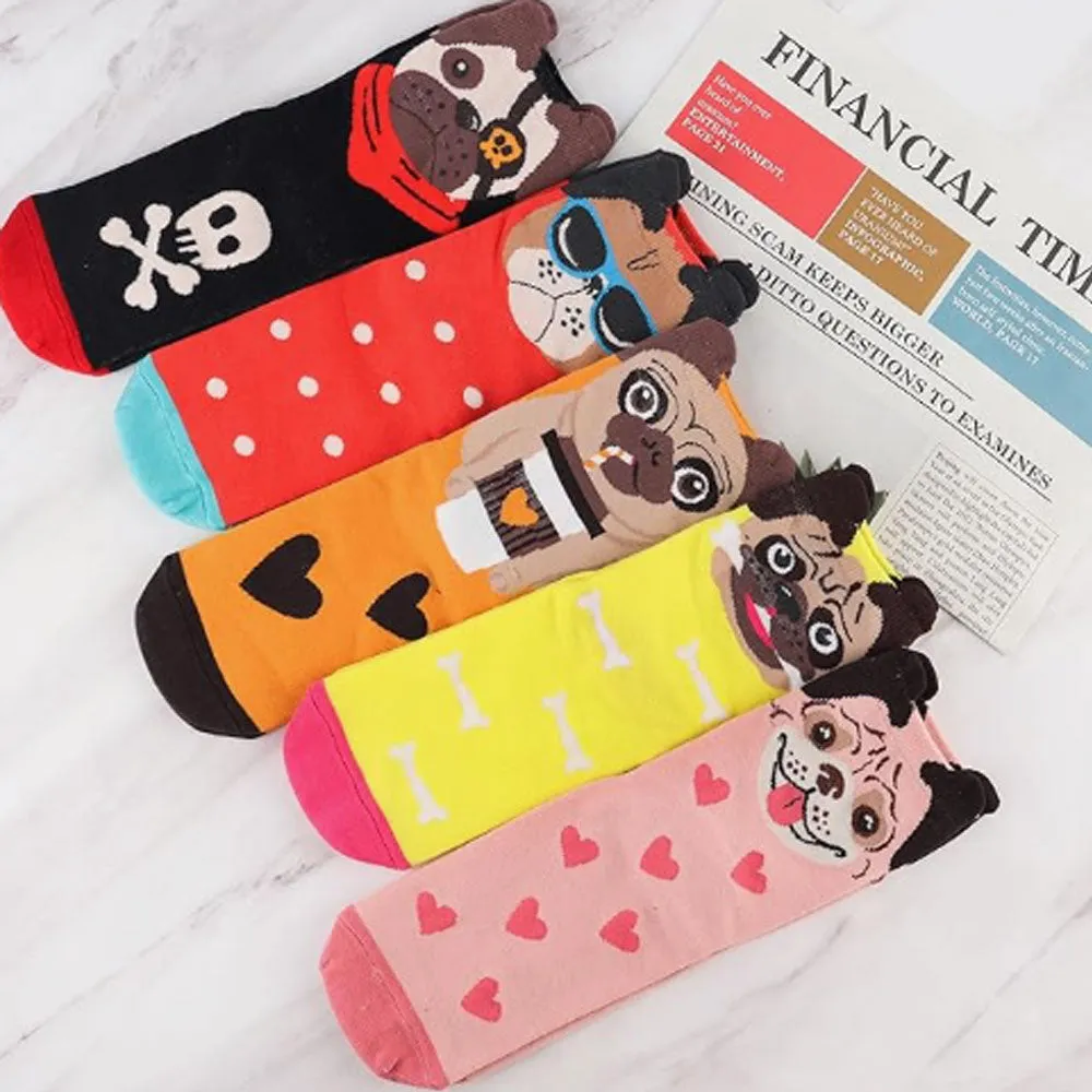 Women's Dog Socks Gifts Cute Animal Socks Gifts for Women 5pairs Pug