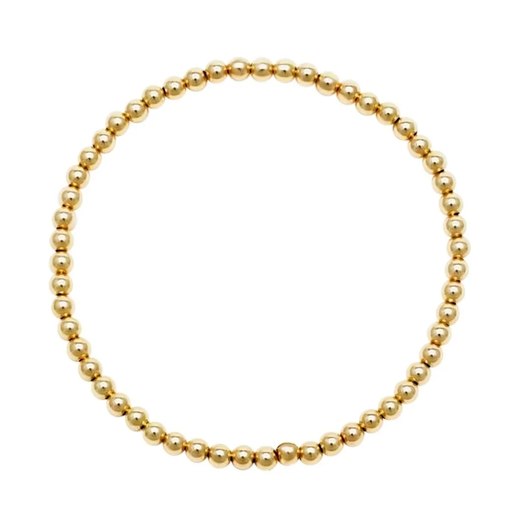Yellow Gold 3mm Beaded Bracelet