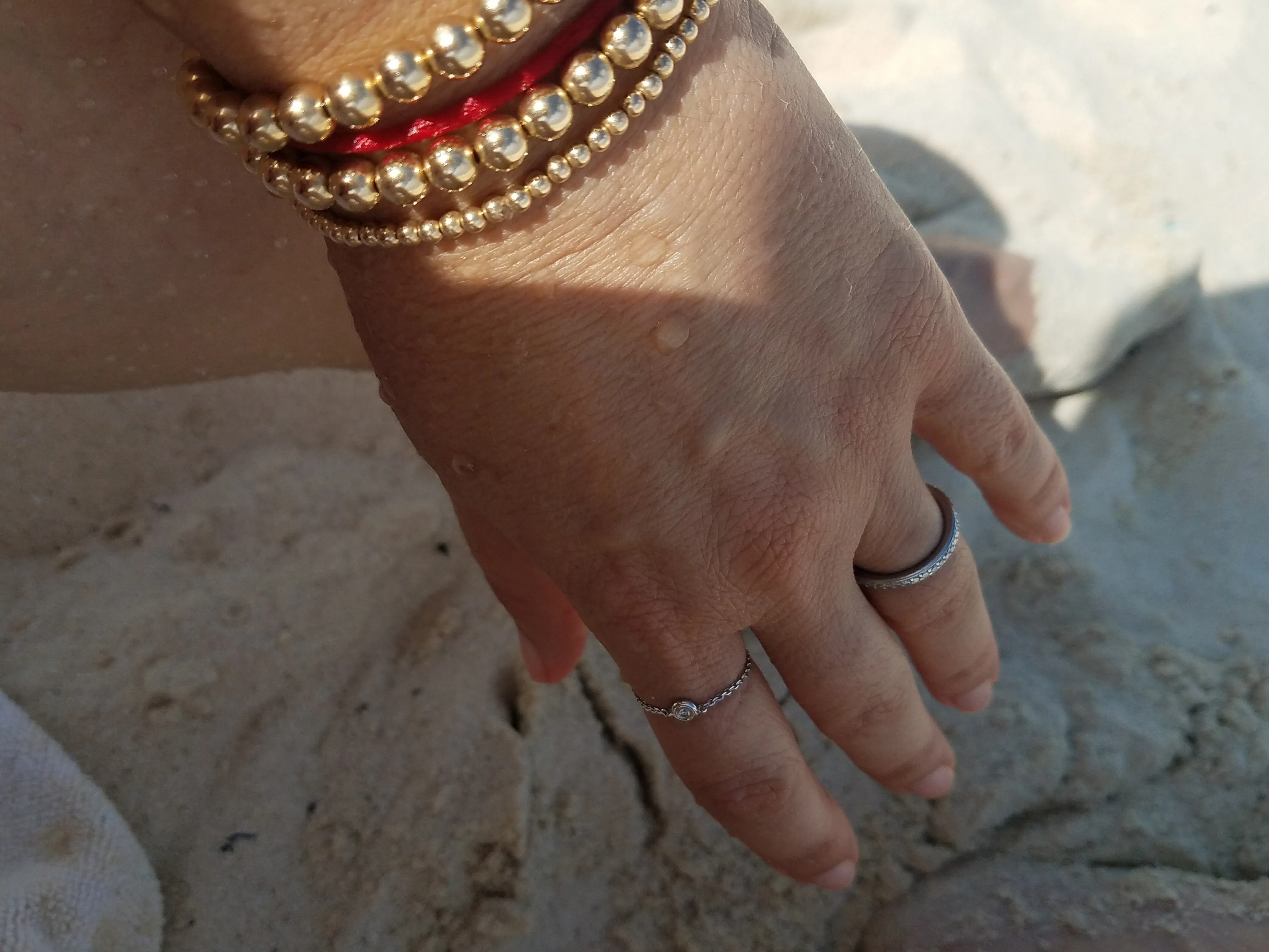 Yellow Gold 3mm Beaded Bracelet