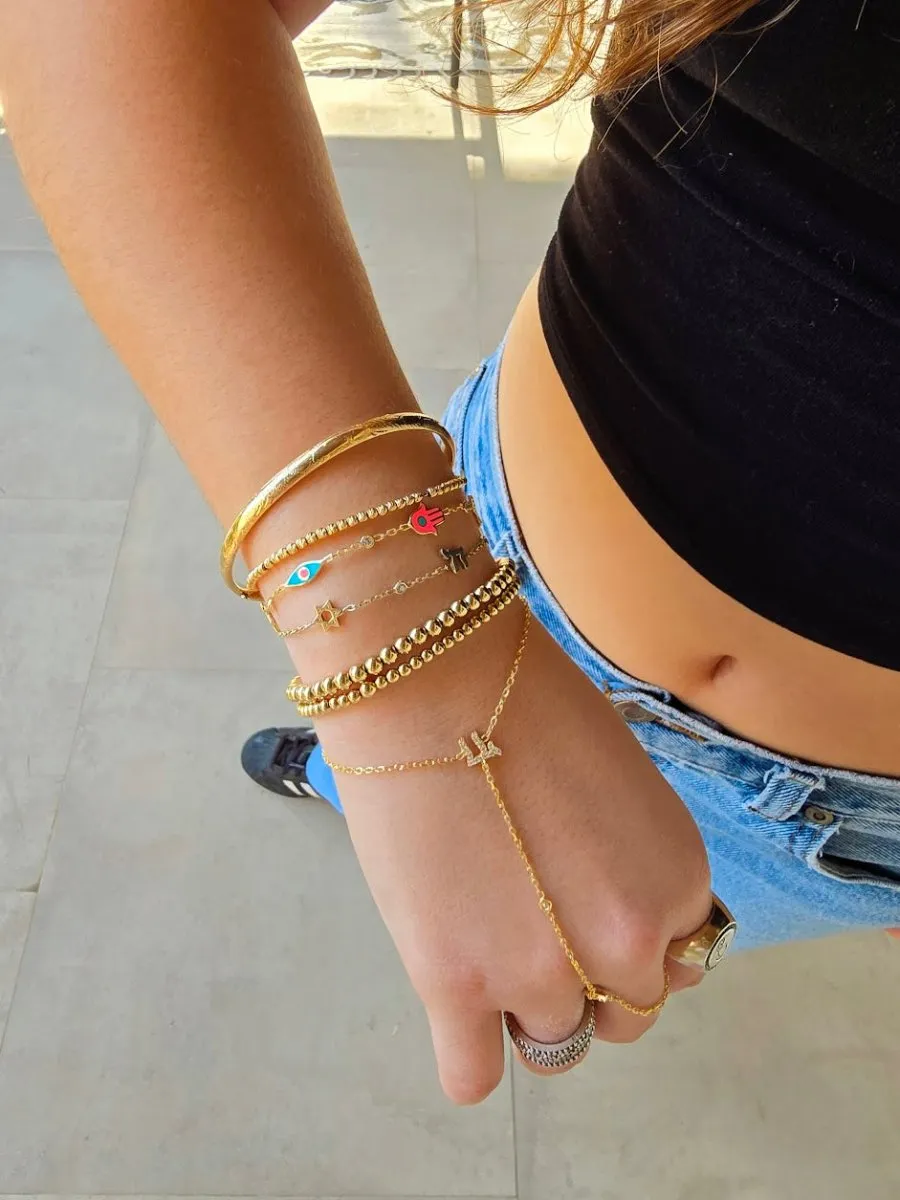 Yellow Gold 3mm Beaded Bracelet